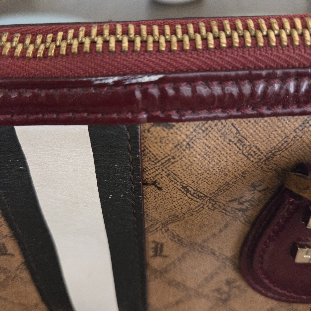 L.A.M.B. Tan and Burgundy Tote Bag - Picture 7 of 9